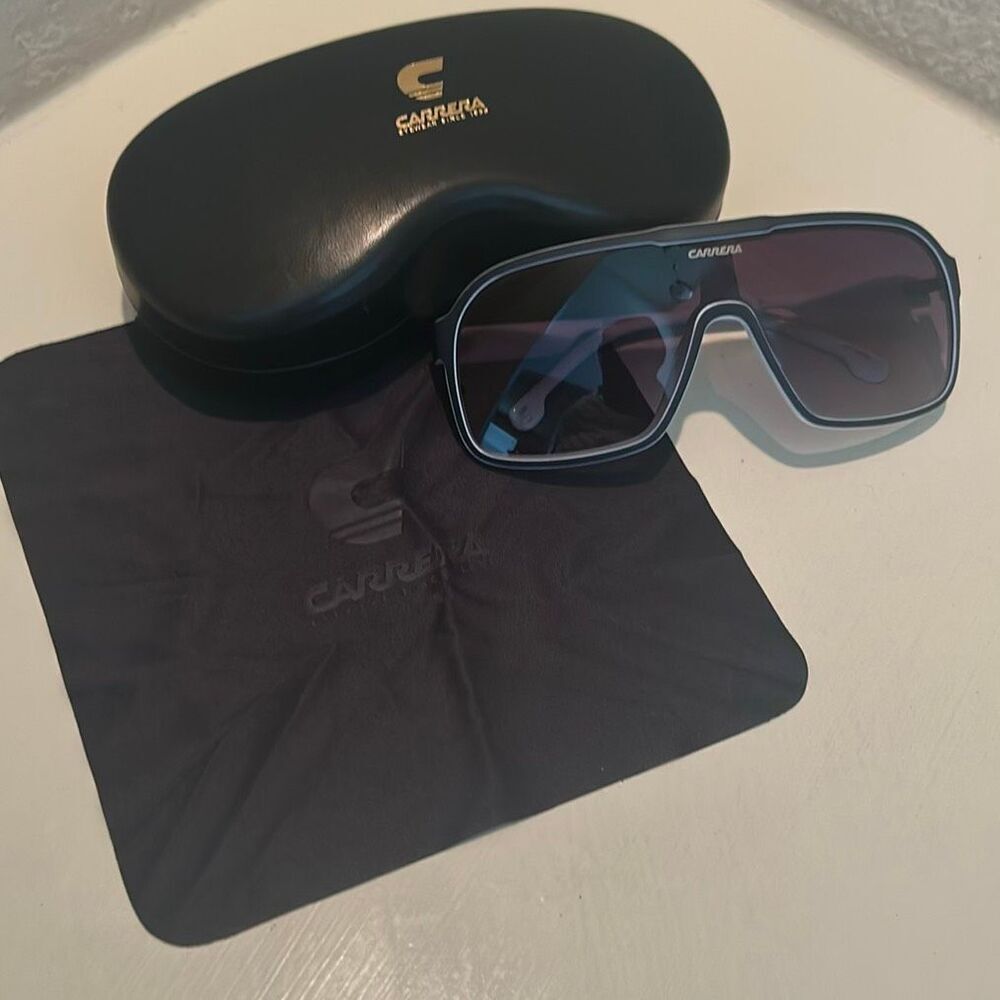 Carrera 1046/S Sunglasses Bold Shield Style Oversized Vacation Miami Blue White